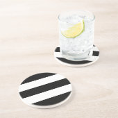 Big Black en White Stripes Zandsteen Onderzetter (Zijkant)