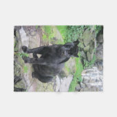 Big Black Jaguar Cat op zondag in Rock Fleece Deken (Voorkant (Horizontaal))