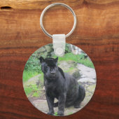 Big Black Jaguar Cat op zondag in Rock Sleutelhanger (Voorkant)