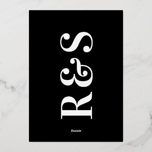 Big Black Monogram geperste goudolie bespaart datu Folie Uitnodiging (Achterkant)