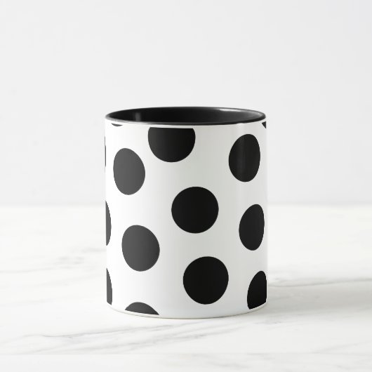 Big Black Polka Dots op achtergrond Mok (Midden)