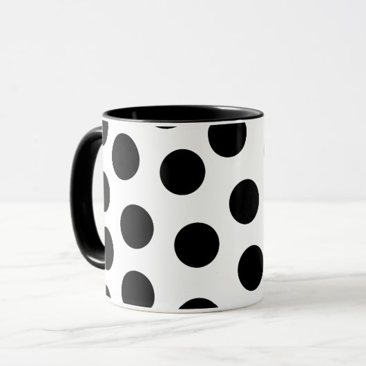 Big Black Polka Dots op  achtergrond Mok (Voorkant links)