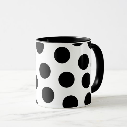 Big Black Polka Dots op  achtergrond Mok (Voorkant rechts)