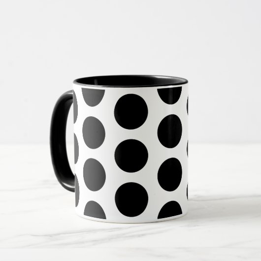 Big Black Polka Dots Patroon Mok (Voorkant links)
