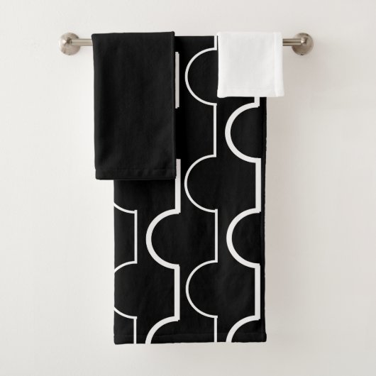 Big Black Scallops Bath Towel Set Bad Handdoek (Insitu)