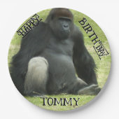 Big Black Sitting Gorilla Papieren Bordje (Voorkant)