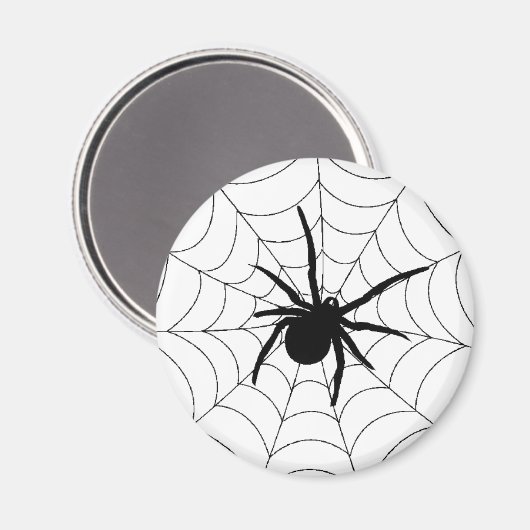 Big Black Spider Halloween Spider Web Design Magneet (Voorkant / Achterkant)