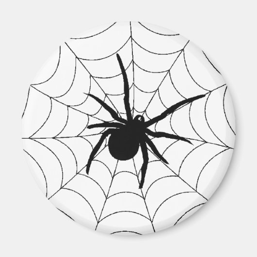 Big Black Spider Halloween Spider Web Design Magneet (Voorkant)