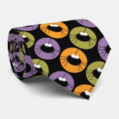 Big Black Spider Spotlight Halloween Pattern Stropdas (Opgerold)