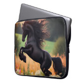 Big Black Stallion on an Electronics Bag Laptop Sleeve (Voorkant Links)