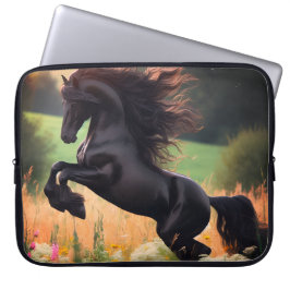 Big Black Stallion on an Electronics Bag Laptop Sleeve