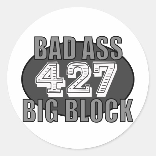 big block bad 427 ronde sticker (Voorkant)