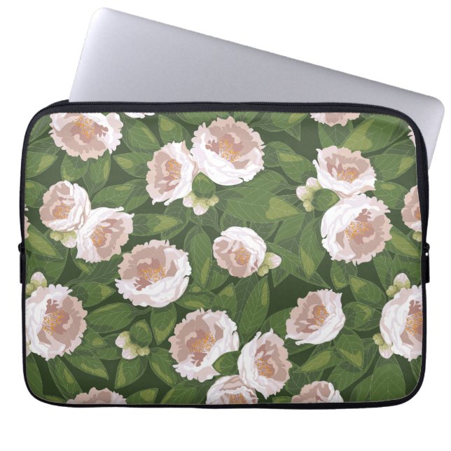 Big Bloom Camellia Charm Laptop Sleeve (Voorkant)