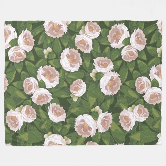 Big Bloom Camellia Charm Large Fleece Deken (Voorkant (Horizontaal))