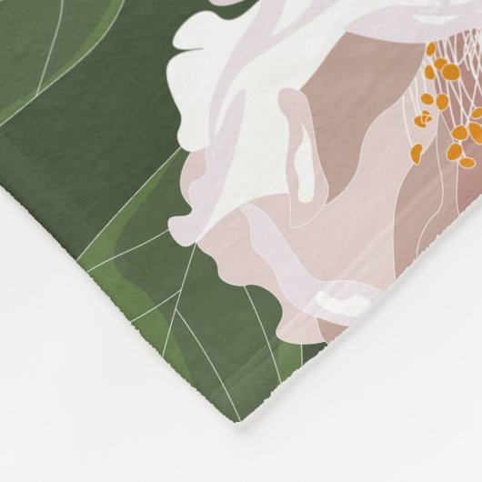 Big Bloom Camellia Charm Large Fleece Deken (Hoek)