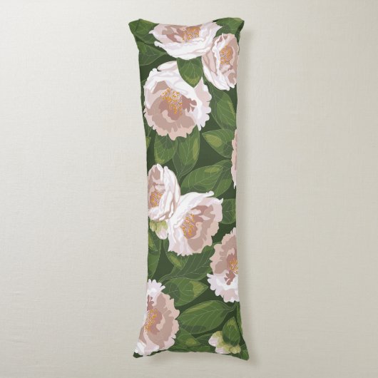 Big Bloom Camellia Charm Lichaamskussen (Voorkant Verticaal)