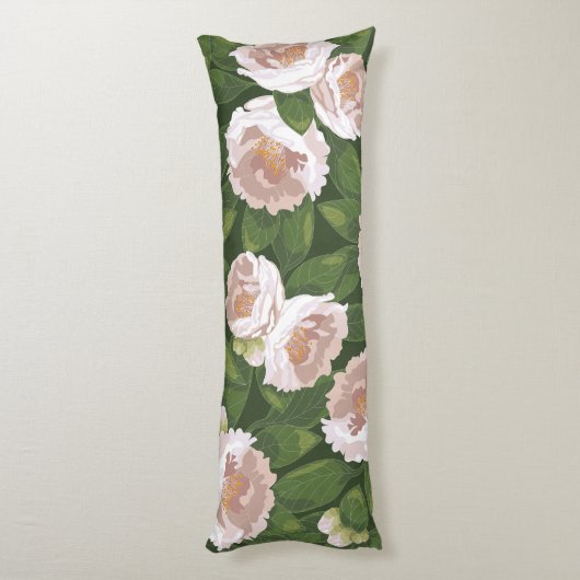 Big Bloom Camellia Charm Lichaamskussen (Achterkant (Verticaal))