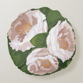 Big Bloom Camellia Charm Rond Kussen