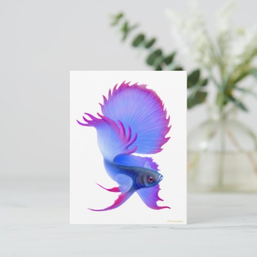 Big Blue Betta Fish Briefkaart (Staand voorkant)