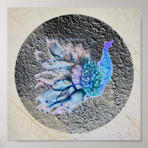 "Big Blue Bird" 8" x 8 "Ingelijste en Matte Poster