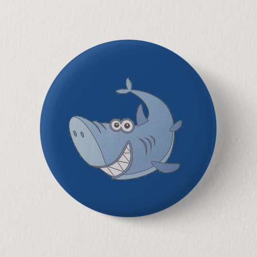 Big Blue Cartoon Shark Ronde Button 5,7 Cm (Voorkant)