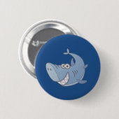 Big Blue Cartoon Shark Ronde Button 5,7 Cm (Voorkant /achterkant)