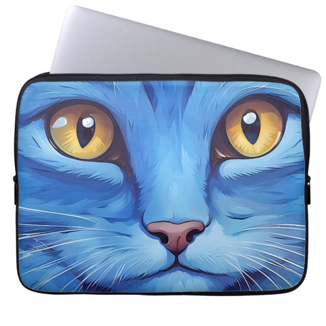 Big Blue Cat Laptop Sleeve (Voorkant)