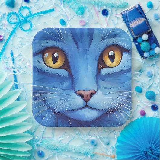 Big Blue Cat Papieren Bordje (Feest)