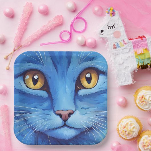 Big Blue Cat Papieren Bordje (Feest)