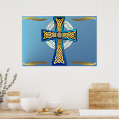 Big Blue Celtic Cross Poster (Keuken)