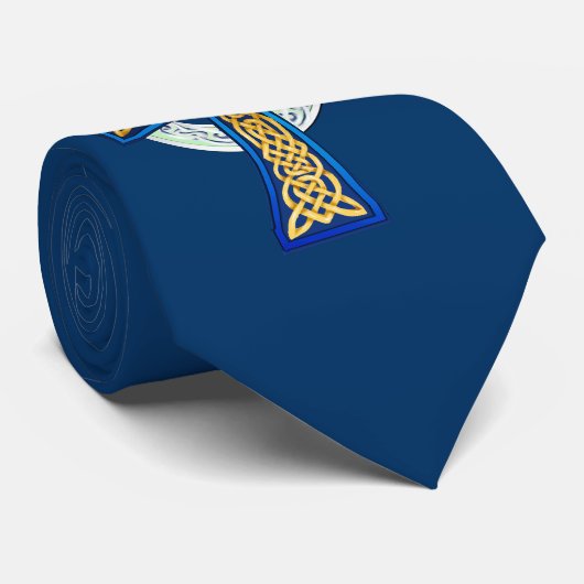 Big Blue Celtic Cross Stropdas (Opgerold)