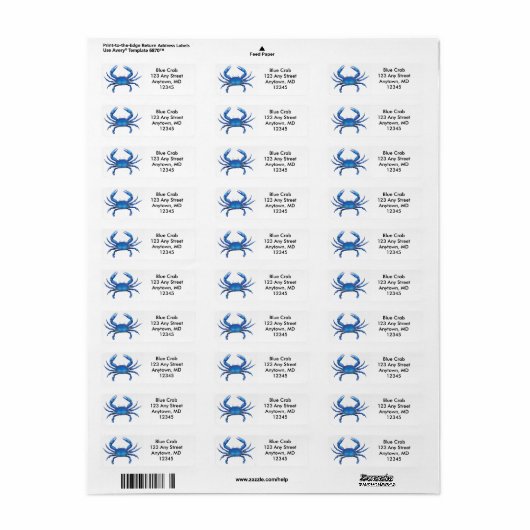 Big Blue Crab Label (Full Sheet)
