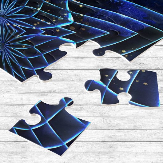 Big Blue Electric Galactic Geometry Poster Legpuzzel