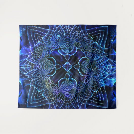 Big Blue Electric Galactic Geometry Wandkleed (Voorkant (horizontaal))