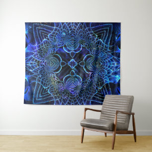 Big Blue Electric Galactic Geometry Wandkleed