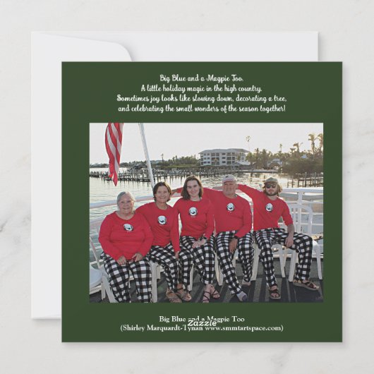 Big Blue en ook een Ekster - kerstkaart (Achterkant)