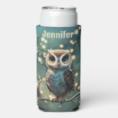 Big Blue Eye Owl Personaliseer naam Seltzer Blikjeskoeler (Seltzer Achterkant)