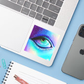 Big blue Eye spooky crepy Sticker (Laptop met iPhone)