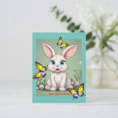 Big Blue Eyes Konijntje Konijn Feestdagenkaart (Staand voorkant)