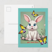 Big Blue Eyes Konijntje Konijn Feestdagenkaart (Voorkant / Achterkant)