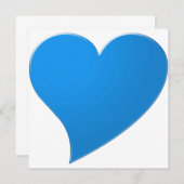 Big blue Heart, Love, white Valentijnsdag card (Voorkant / Achterkant)