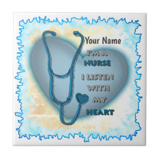 Big Blue Heart Nurse Tegeltje