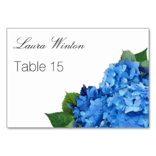 Big Blue Hydrangea Custom Escort Cards Kaart