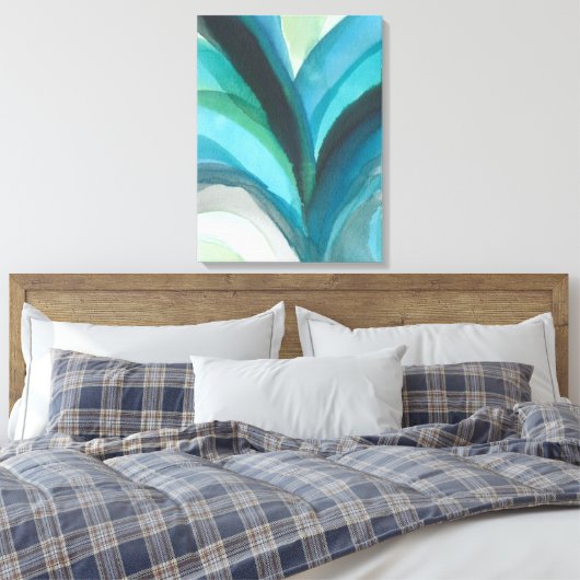 Big Blue Leaf I Canvas Afdruk (Insitu (Slaapkamer))