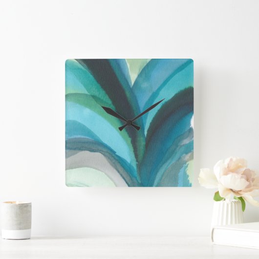 Big Blue Leaf I Vierkante Klok (Huis)