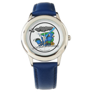 Big Blue Logo Watch met Blue Minute Ring Horloge