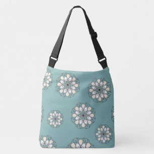 "BIG BLUE MANDALA FLOWER" CROSSBODY TAS