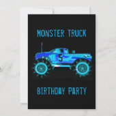 Big Blue Monster Truck Birthday Party Kaart (Achterkant)