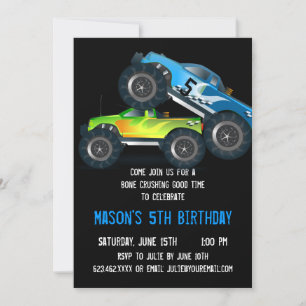 Big Blue Monster Truck Birthday Party Kaart