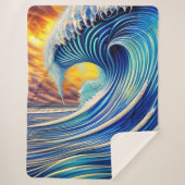 Big Blue Ocean Wave over Sunset Sky Sherpa Deken (Voorkant)
